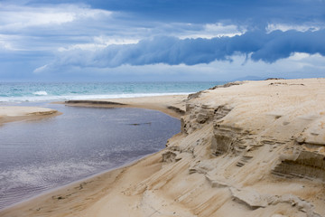 Wild weather storm cloud ocean beach dunes
