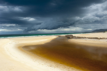 Fototapeta na wymiar Windy weather storm clouds ocean beach