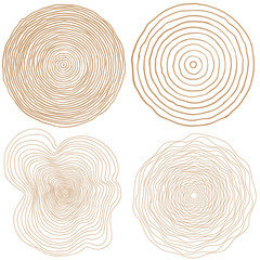 vector tree rings background and saw cut tree trunk 