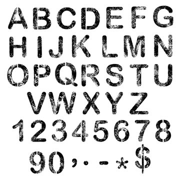 Vector illustration of charcoal alphabet