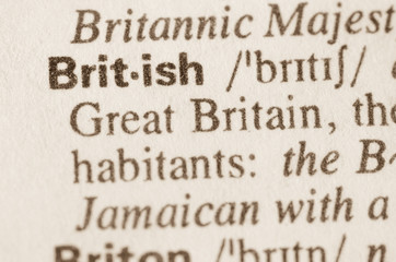 Dictionary definition of word British