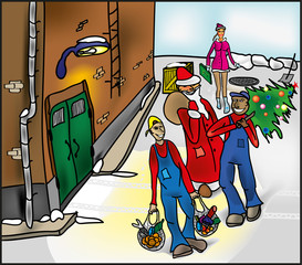 Santa Claus, Snow White and the workers