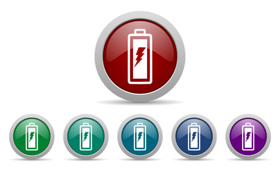 battery vector icon set