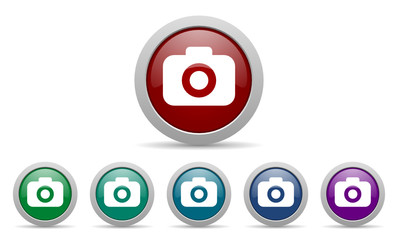 photo camera vector icon set