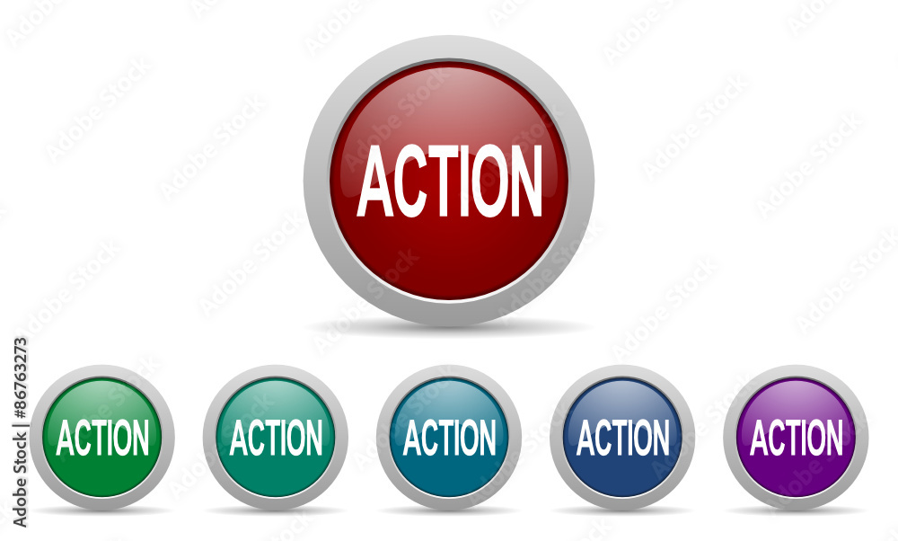 Aufkleber action vector icons set