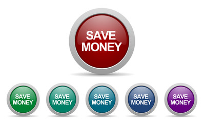 save money vector icons set