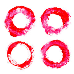 Red zen circle on white background. Red circle hand-drawn with ink