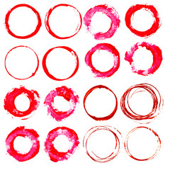 Vector set of Wine stain circles, splashes and spot isolated on white