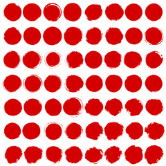 Set of big red grunge circles on white background. Isoleted. Zen