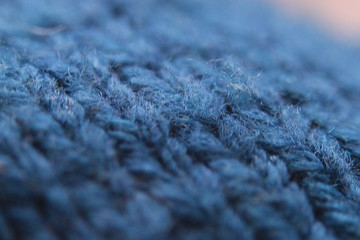 blue wool fiber texture close-up