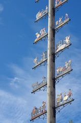 Maypole in Munich, Bavaria built for Oktoberfest, Germany