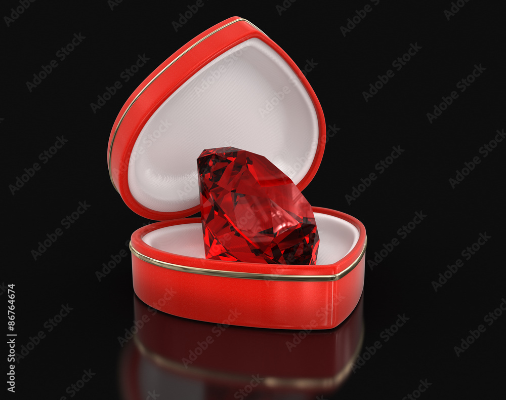 Poster ruby in the heart box (clipping path included)