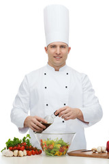 happy male chef cook cooking food