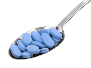 Spoon and Pills (clipping path included)
