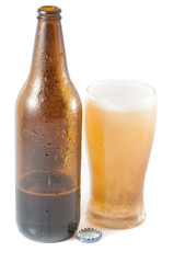 bottle of beer with glass
