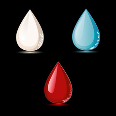 Vector illustration of cartoon water blood oil drop