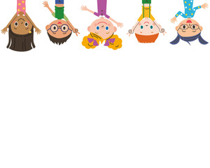 逆さになつている子供達