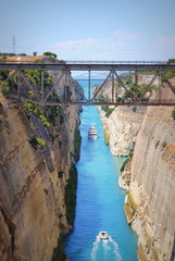The Corinth Canal, connects the Gulf of Corinth 