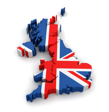 Map of United Kingdom. Image with clipping path.
