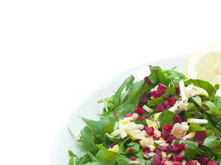 beetroot greens, arugula and lemon salad