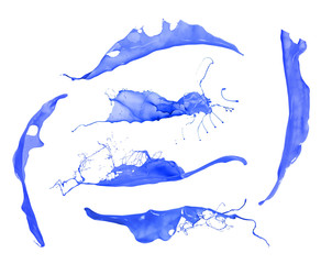 Blue splashes isolated on white background