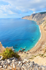 Famous beach Platia Ammos on Kefalonia island in Greece
