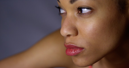 Closeup of african woman looking at camera