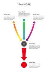 Teamwork - Colorful Converging Arrows, Vector Infographic