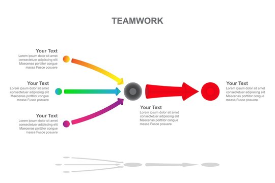 Teamwork - Colorful Converging Arrows, Vector Infographic