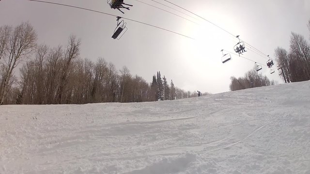 woman powder skiing