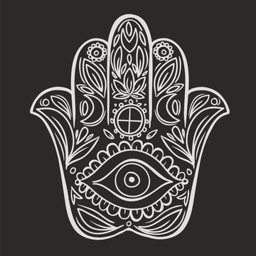 Hamsa hand doodle symbol