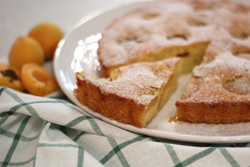 fresh baked apricot and almond pie dessert