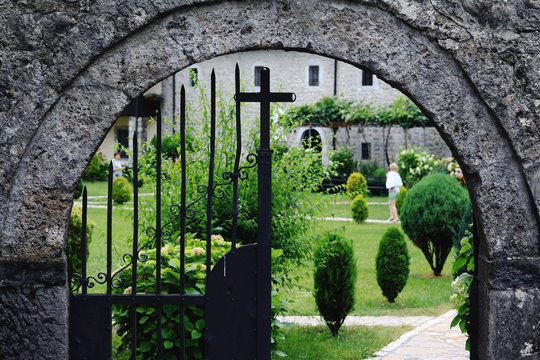 Orthodox cemetery crosses and tombstones