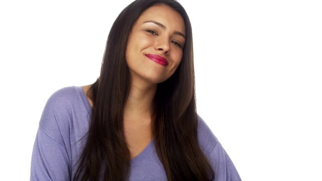 Sweet Hispanic woman smiling at camera