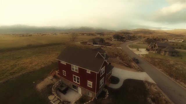 an aerial shot of a house