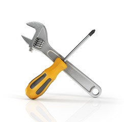 Rapeir concept. Wrench and screwdriver.