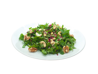 fresh beetroot greens and arugula with nuts