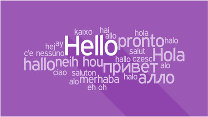 HELLO in different languages, word tag cloud