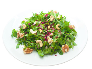 fresh beetroot greens and arugula with nuts