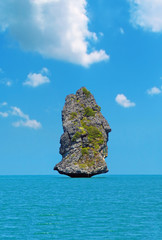 Lonely rock in the sea. Angthong National Marine Park, Gulf of Thailand