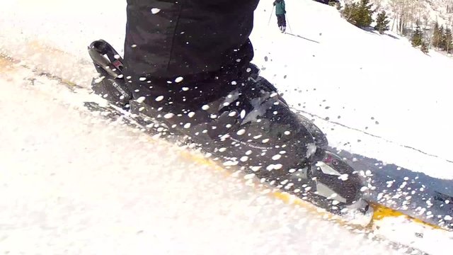 low shot of skiing