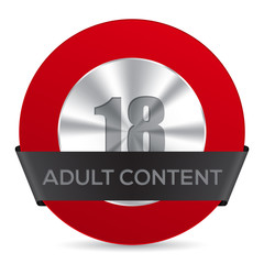 Adult content badge with black ribbon label