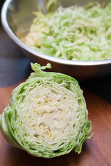Half of fresh new cabbage with selective focus