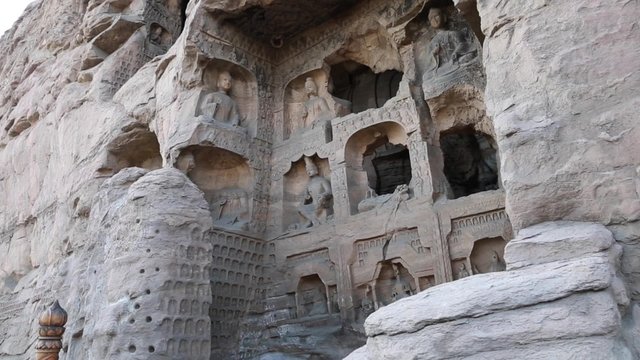 sculptures in the yungang grottoes in datong china