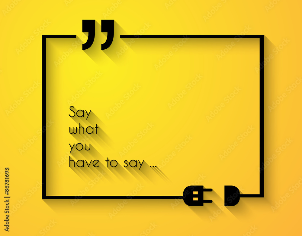 Poster quotation mark frame with flat style and space for text