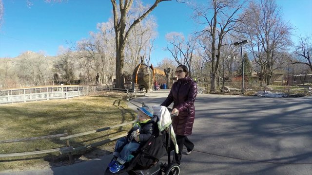 mother and toddler in stroller at hogle zoo
