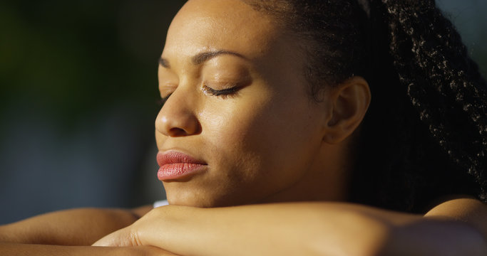 Black Woman Crying Outdoors