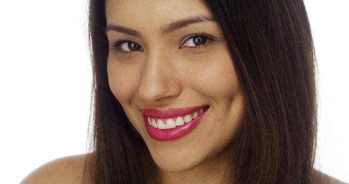 Closeup of Happy Mexican woman smiling