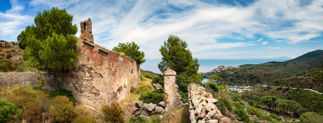 Panoramic view from old church on beautiful Capraia island - 86783839