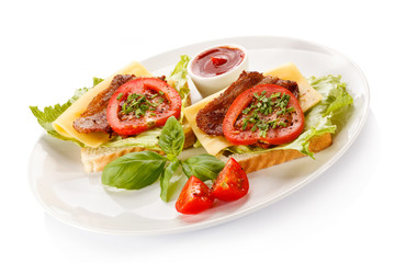 Sandwiches on white background 